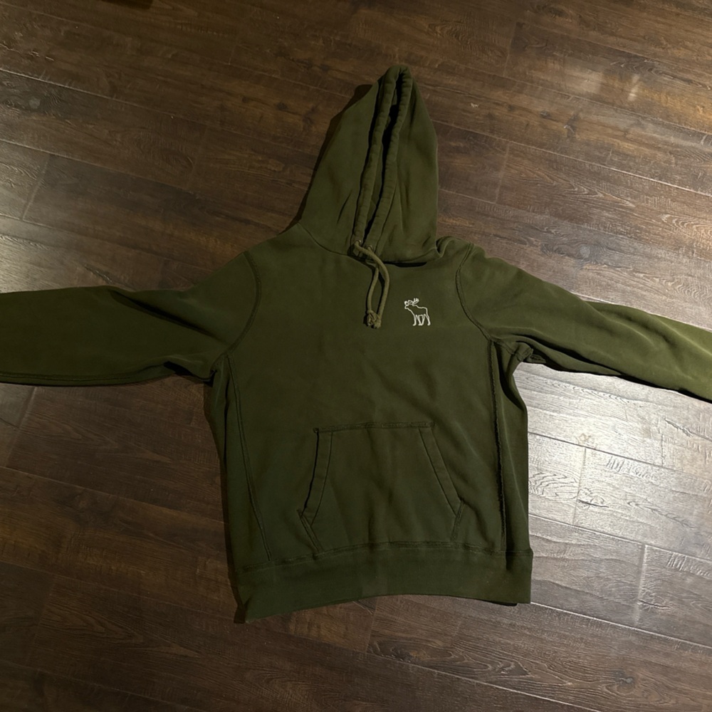 Abercrombie & Fitch Heavyweight Hoodie XL Olive Green Moose Logo 2000s